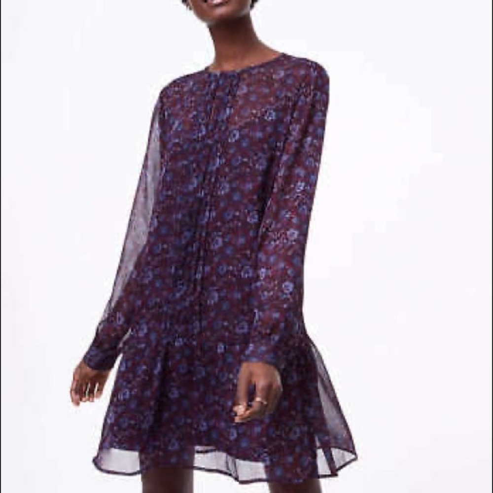New LOFT Sheer Floral Tunic Dress (XSp)